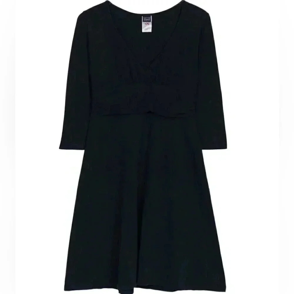 Patagonia black casual organic cotton athletic  mini 3/4 sleeve Margot dress M